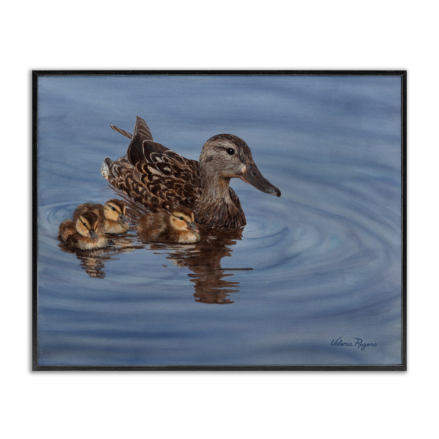 Stupell Industries Duck Family Ripples Framed Giclee Wall Art Design by Valerie Rogers
