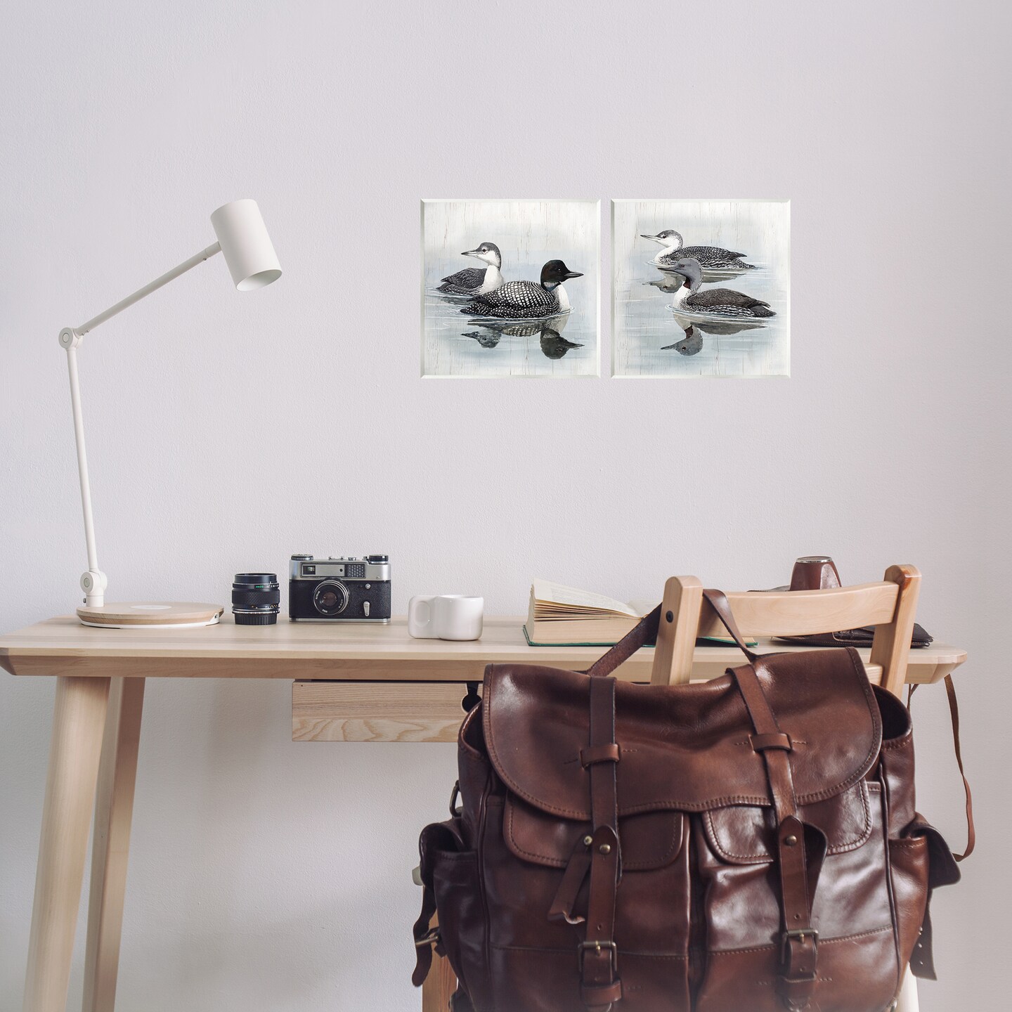 Stupell Industries Four Loons in Lake 2pc Wall Plaque Art Set Design by Susan Jill