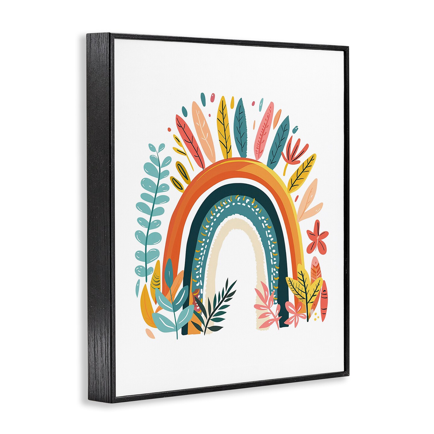 Stupell Industries Boho Rainbow Blooms Framed Giclee Wall Art Design by LSR Design Studio