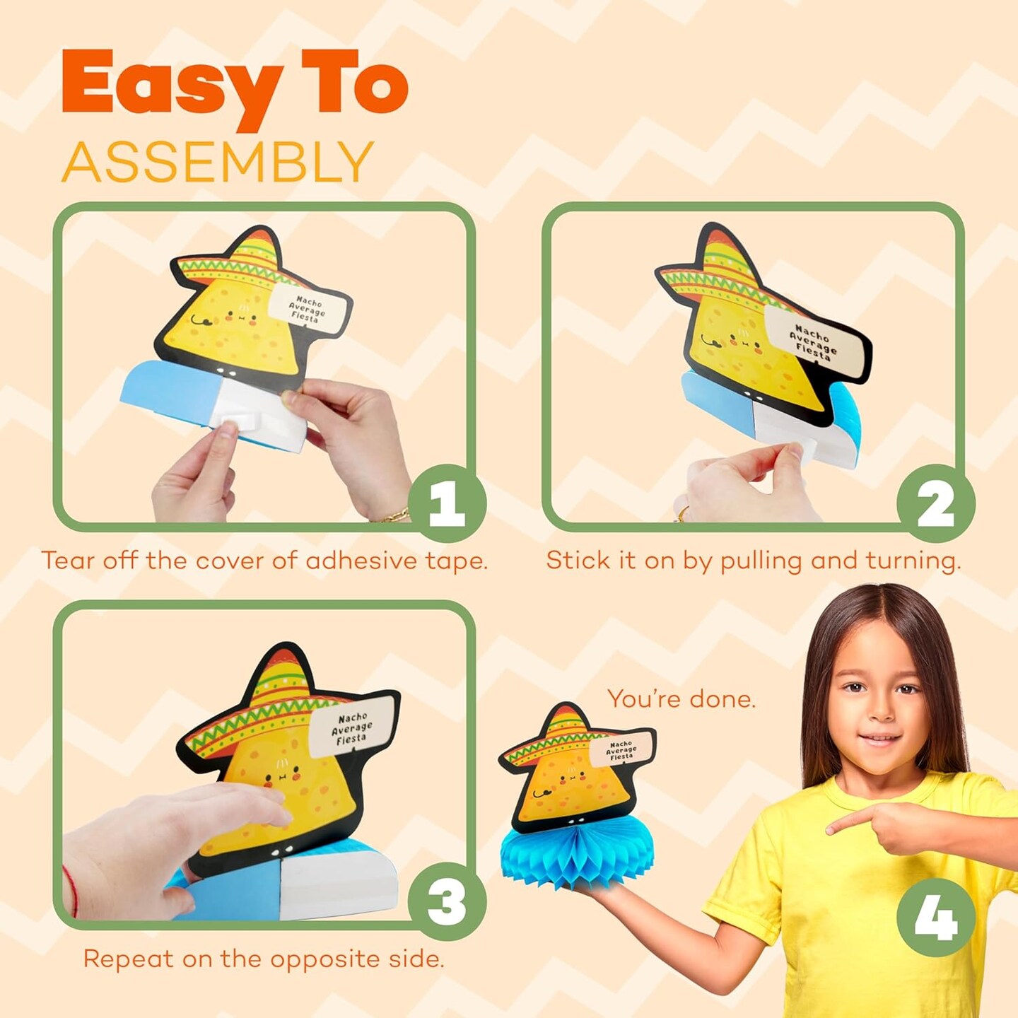 4E&#x27;s Novelty 5 Pack Cinco de Mayo Honeycomb Centerpiece for Kids, Taco Tuesday, Birthday &#x26; Mexican Theme Party Supplies