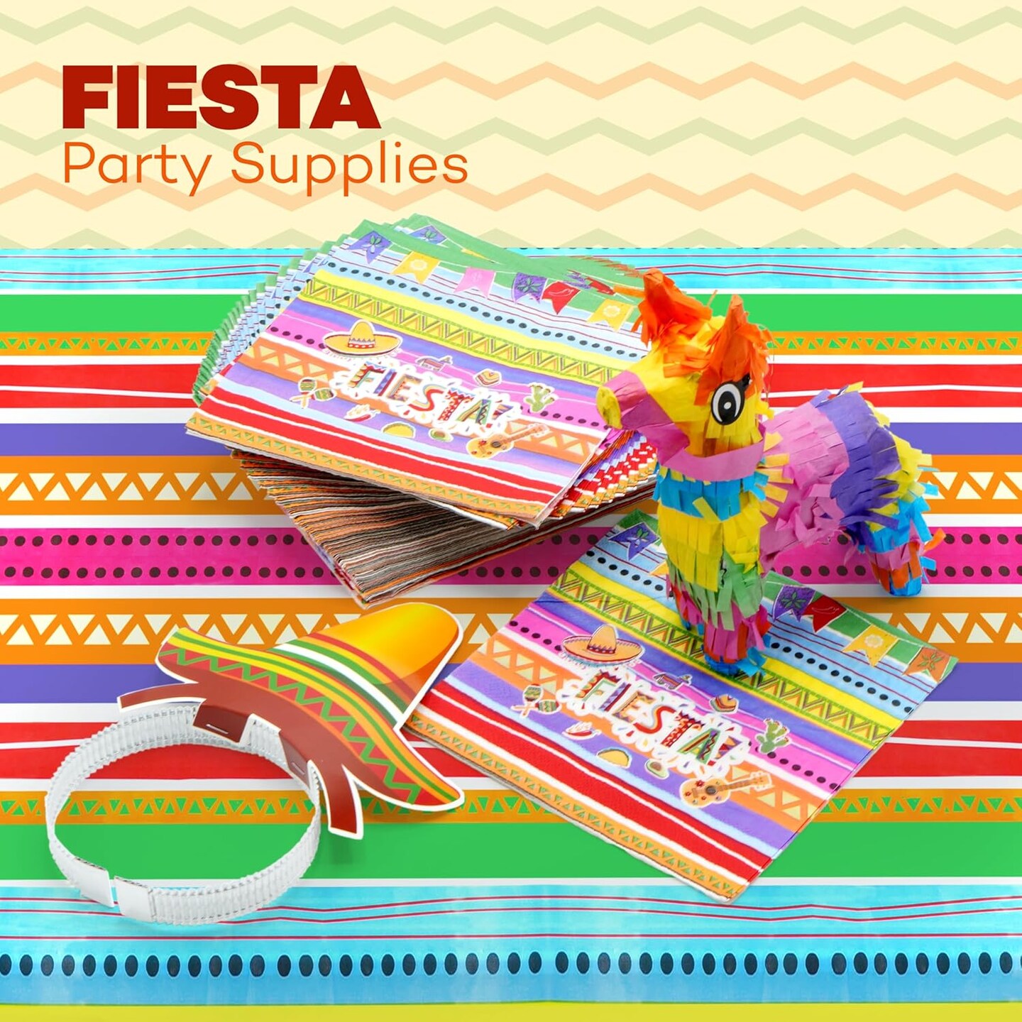 4E's Novelty 50 Pack Cinco De Mayo Fiesta Napkins - Cinco De Mayo Party Decorations & Party Supplies
