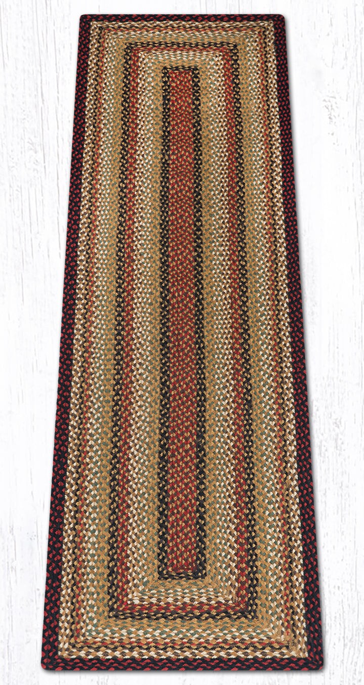 Earth Rugs RC-319 Burgundy / Mustard / Ivory Oblong Braided Rug 27&#x22; x 45&#x22;