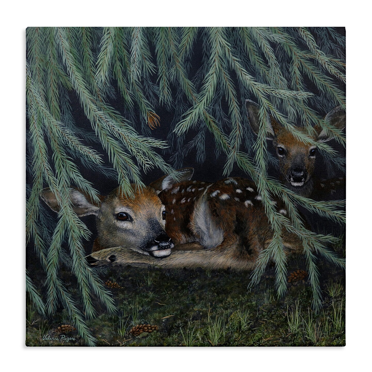 Stupell Industries Deer Under Forest Tree Canvas Wall Art Design by Valerie Rogers