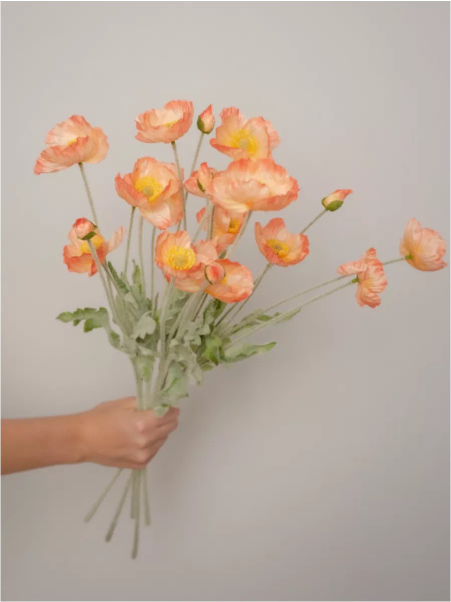 Artificial Poppy Silk Flowers Faux Poppy Flower Stems for Wedding Party Table Centerpiece Arrangement