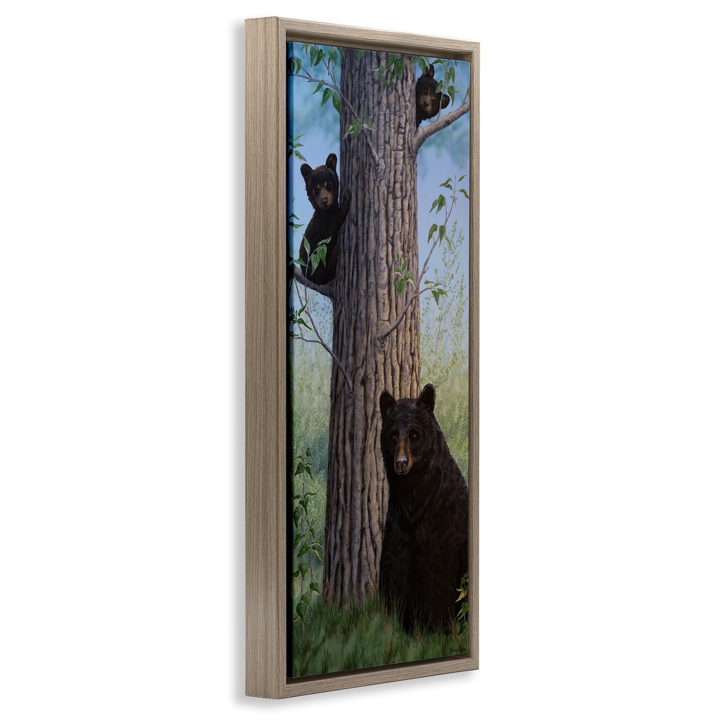 Stupell Industries Mama Bear &#x26; Cubs Floater Framed Canvas Wall Art Design by Valerie Rogers