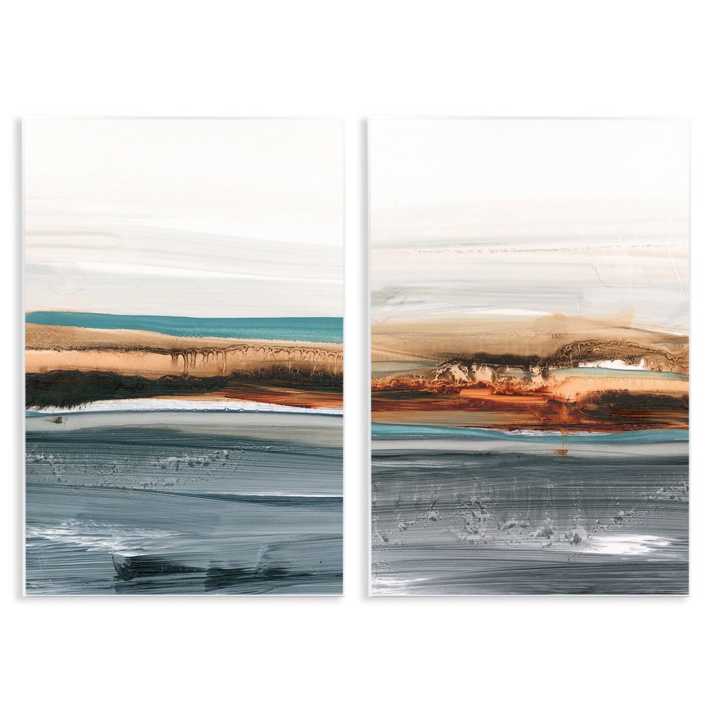 Stupell Industries Coastal Beach Impression 2pc Wall Plaque Art Set Design by Ethan Harper