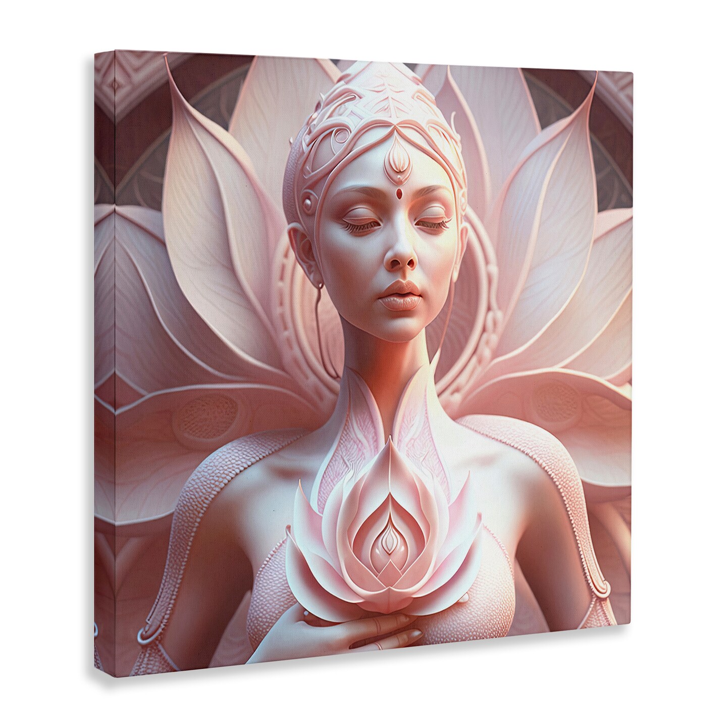 Stupell Industries Spiritual Lotus Woman Statue Canvas Wall Art Design by Shambhala Light Visionary Art