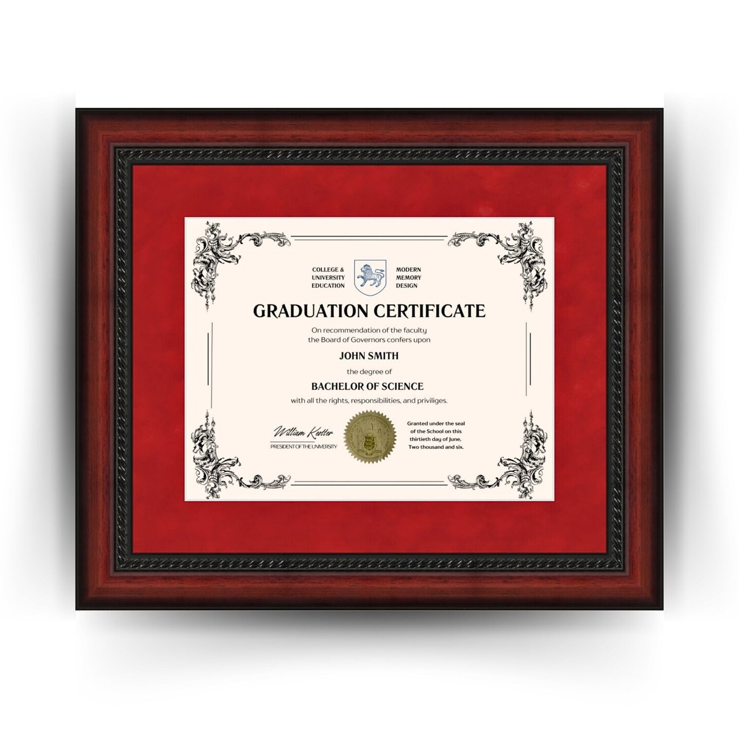 Arizona State University 11x14 Diploma Frame for 8.5x11 Certificate Document