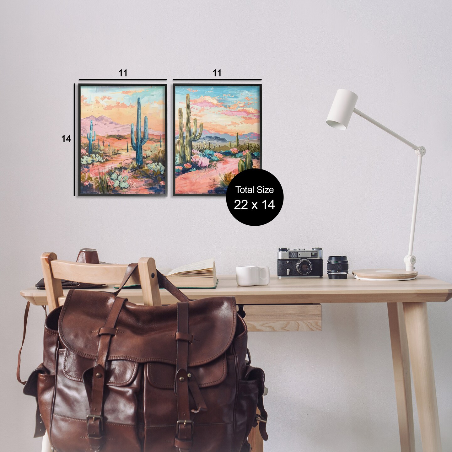 Stupell Industries Cactus Paths & Sunset 2pc Framed Giclee Wall Art Set Design by LSR Design Studio