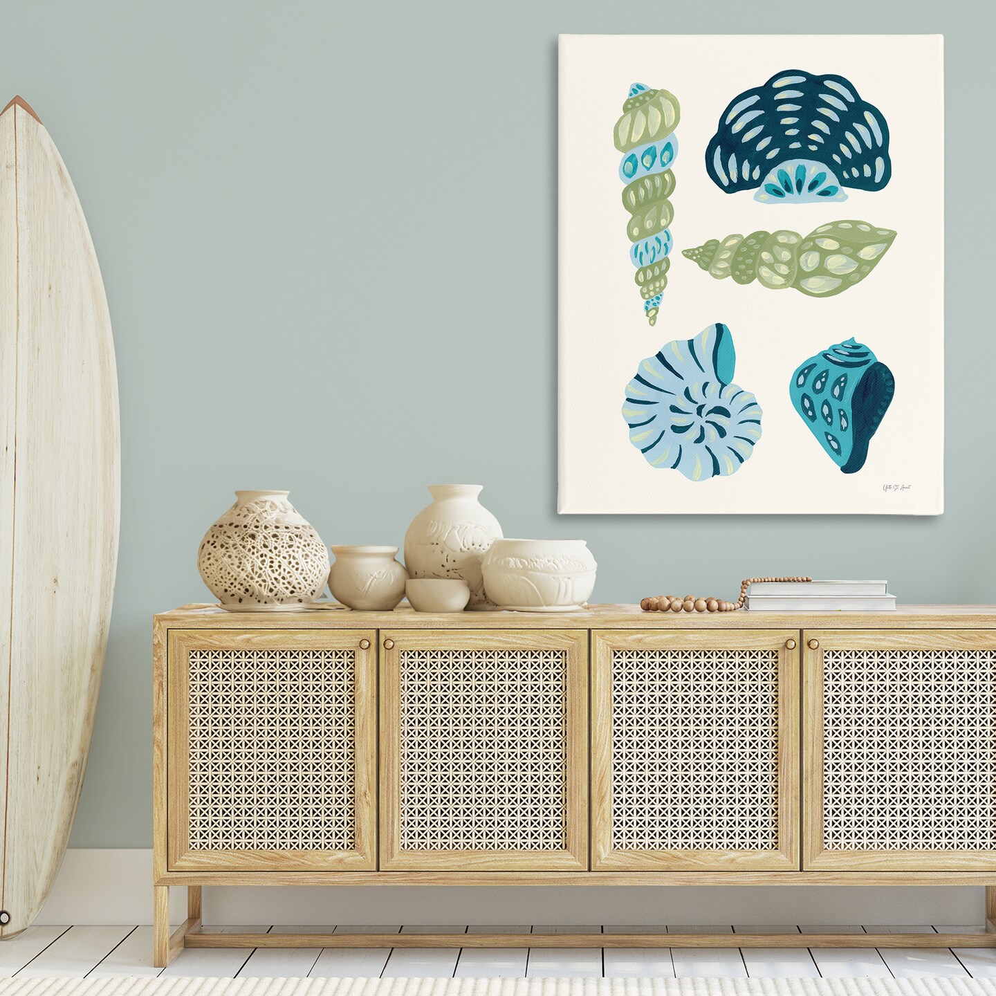 Stupell Industries Blue Shell Collection Canvas Wall Art Design by Yvette St. Amant