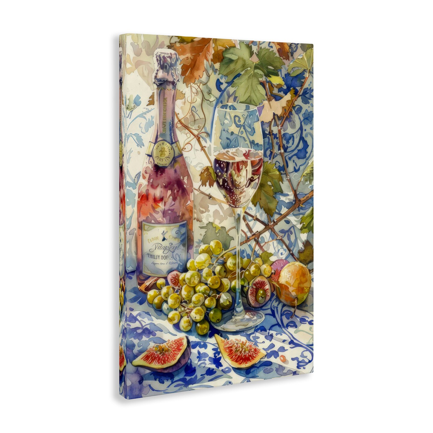 Stupell Industries Grapes &#x26; Wine Bottle Canvas Wall Art Design by LSR Design Studio