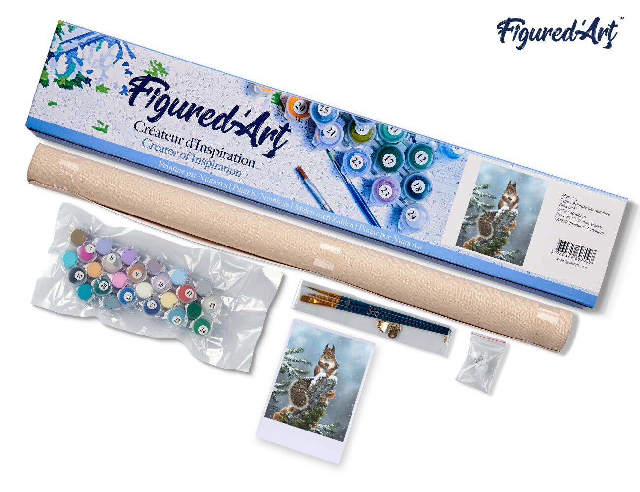 Figured&#x27;Art Paint by Numbers Kit for Adults Perched Squirrel 16&#x22;x20&#x22; - Craft Art Painting DIY Kit Rolled Canvas without frame