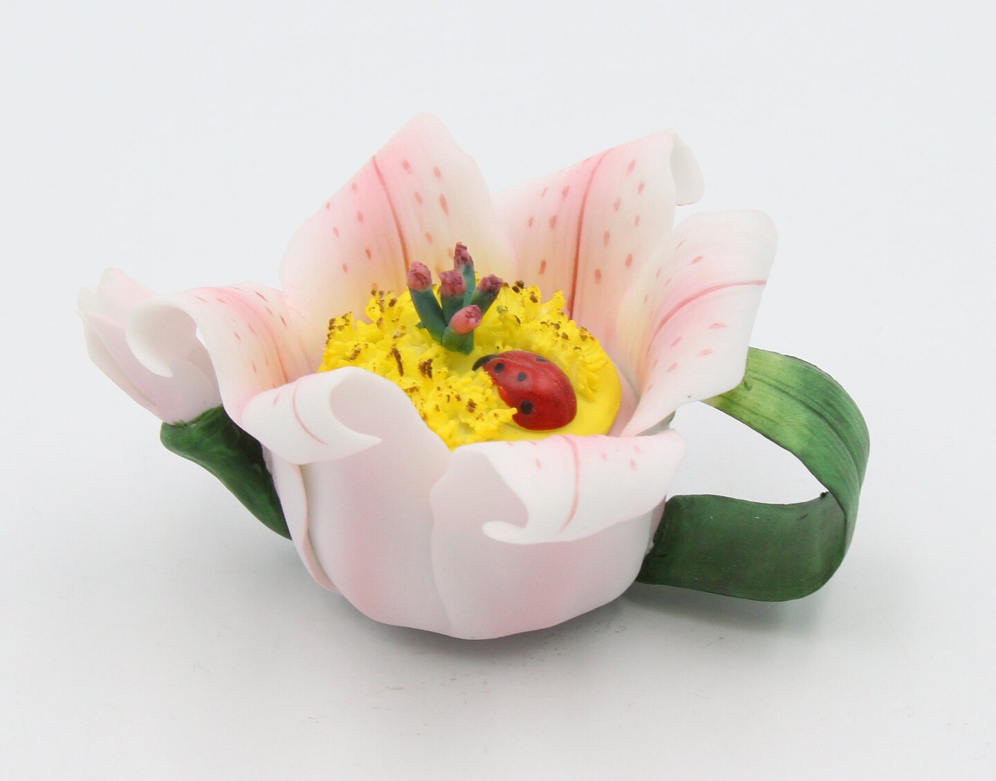 Ceramic Ladybug on Lily Flower Mini Teapot, Home D&#xE9;cor, Gift for Her, Mom, Farmhouse Kitchen D&#xE9;cor, Vintage Decor