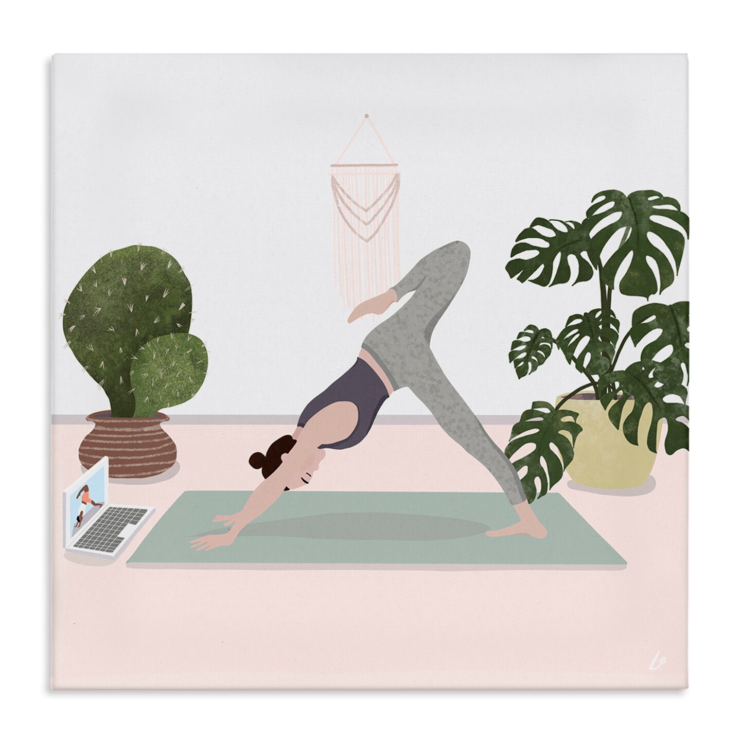 Stupell Industries Yoga Stretches with Plants Canvas Wall Art Design by Lydia Orange