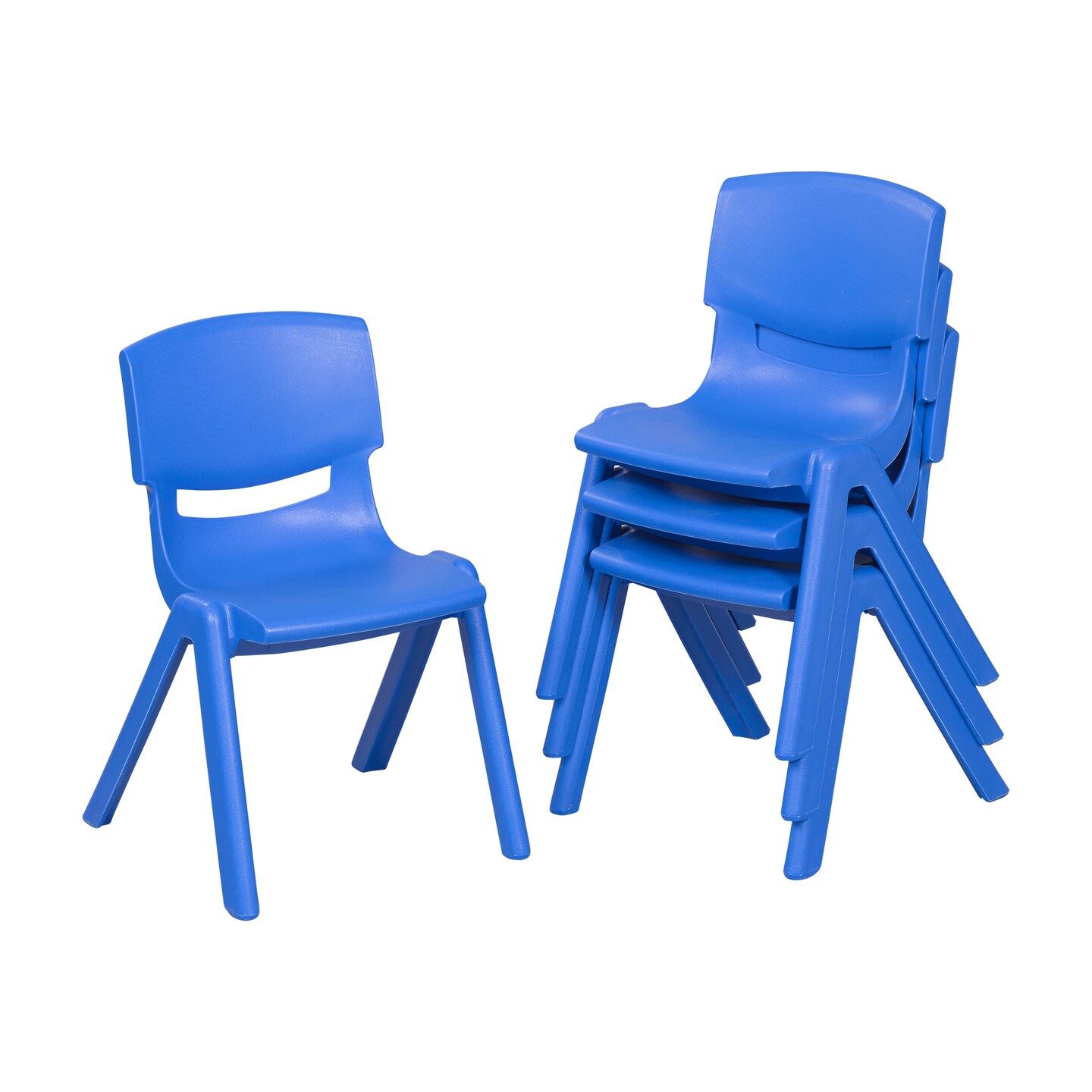 Plastic School Stack Chair for Indoors and Outdoors, Flexible Seating, 12in Seat Height, 4-Pack