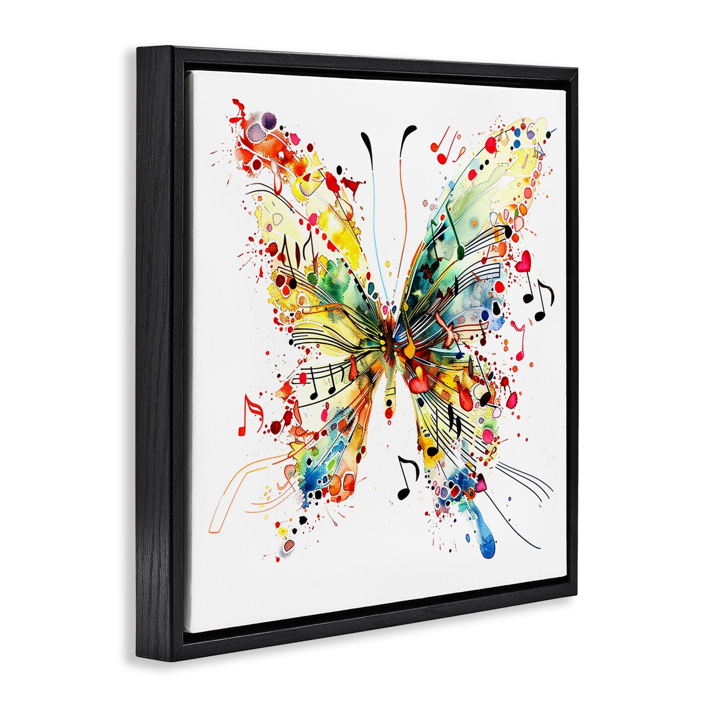 Stupell Industries Musical Song Butterfly Floater Framed Canvas Wall Art Design by LSR Design Studio