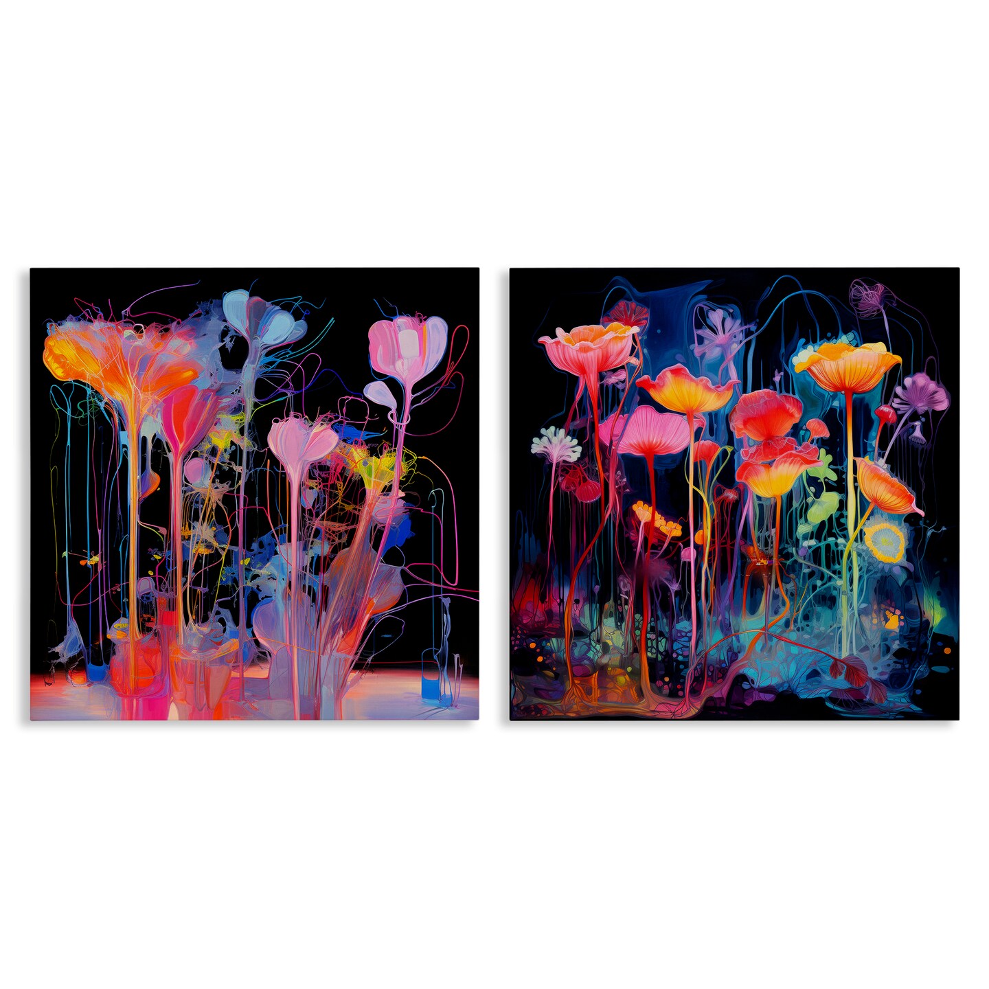 Stupell Industries Contrasting Otherworldly Blossoms 2pc Canvas Wall Art Set Design by Nuk Nalandro