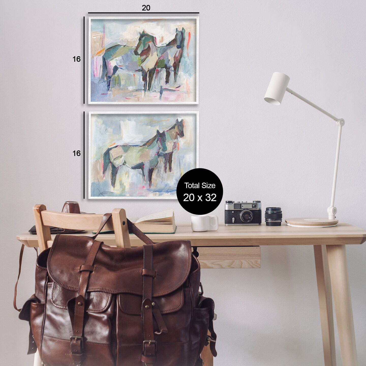 Stupell Industries Ambiguous Horse Visages 2pc Framed Giclee Wall Art Set Design by Ethan Harper 