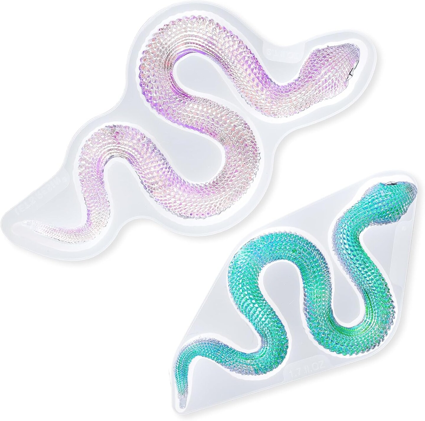 LET&#x27;S RESIN 2Pcs Snake Resin Molds, Flexible 3D Snake Silicone Molds(Large &#x26; Small), Effortless Demolding Animal Epoxy Molds for DIY Art, Home Decor, Serpent Lovers Gifts
