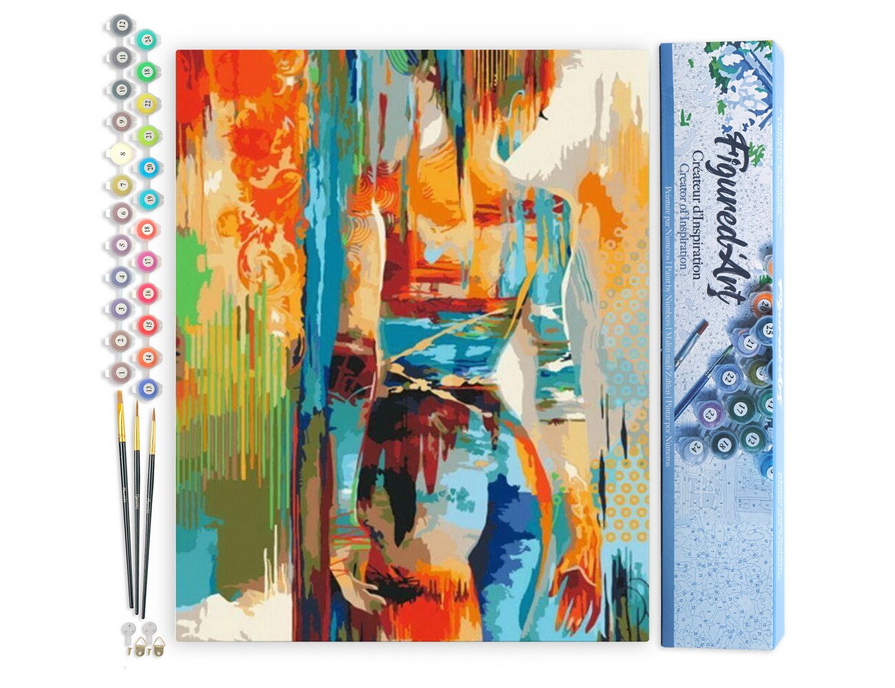 Figured'Art Paint by Numbers Kit for Adults Beauty in colours 16"x20" - Craft Art Painting DIY Kit Rolled Canvas without frame