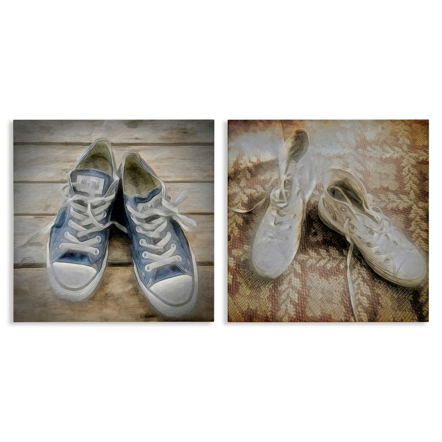 Stupell Industries Vintage Sneakers View 2pc Canvas Wall Art Set Design by Graffi*tee Studios