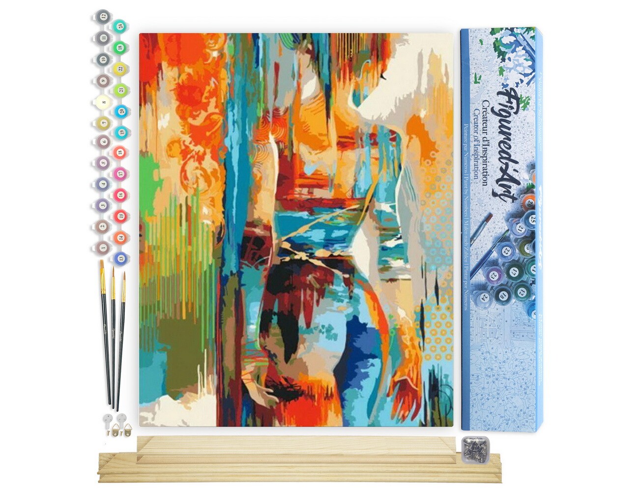 Figured&#x27;Art Paint by Numbers Kit for Adults Beauty in colours 16&#x22;x20&#x22; - Craft Art Painting Rolled Canvas with DIY wooden frame