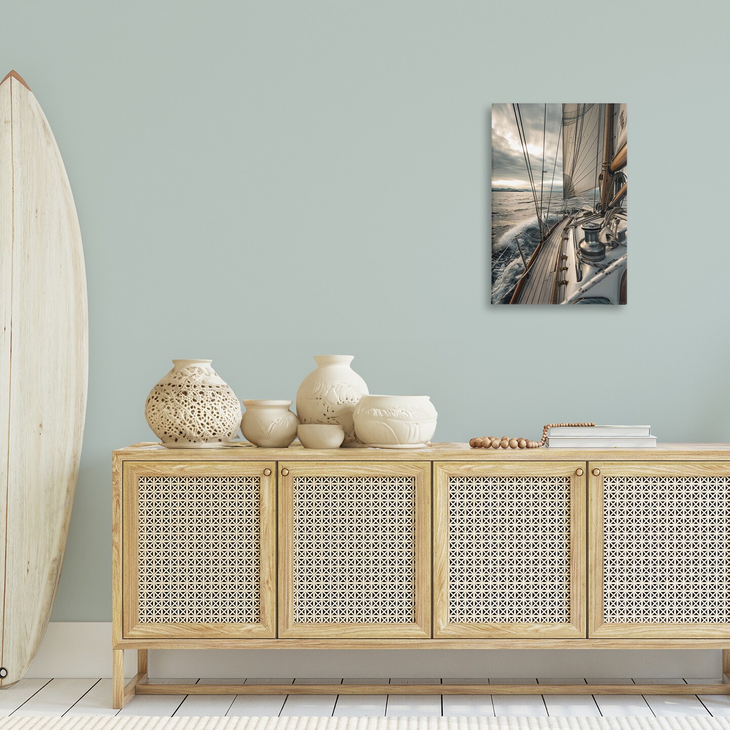 Stupell Industries Sailing Boat Wake Waves Canvas Wall Art Design by LSR Design Studio