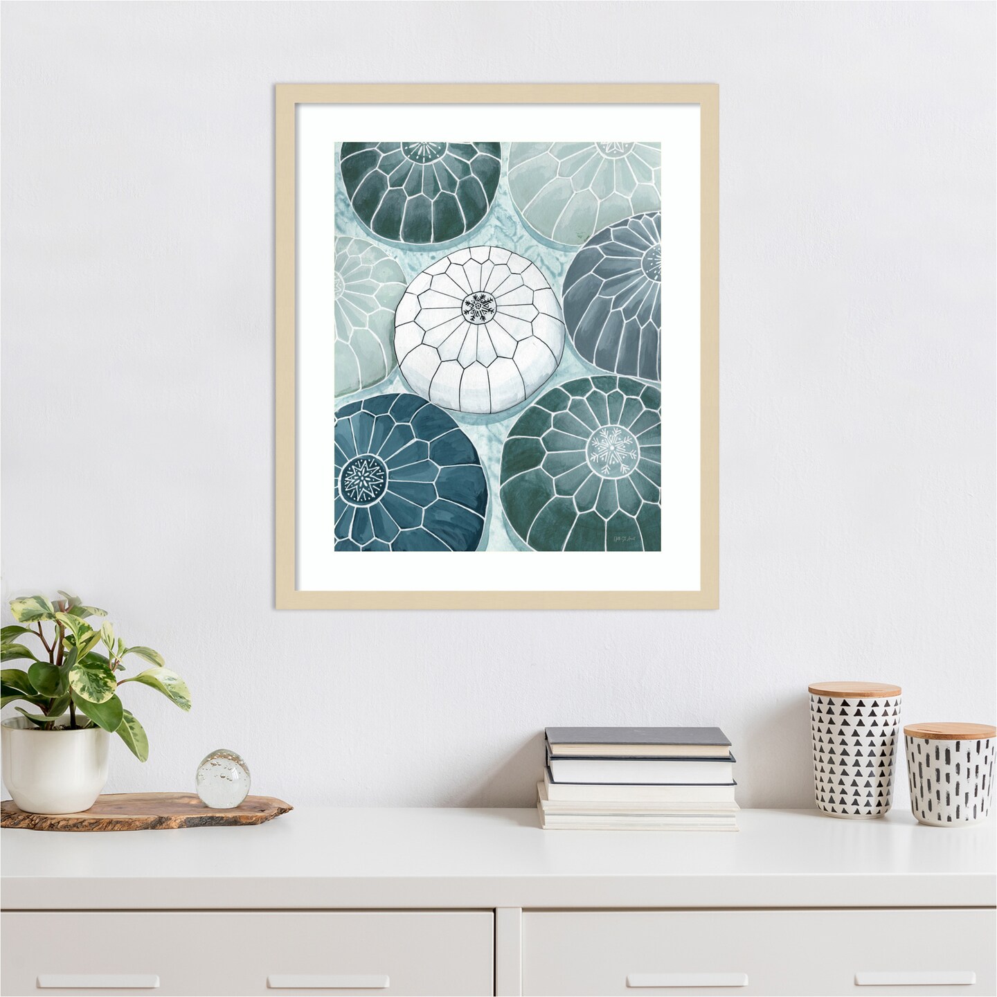 Moroccan Street Poufs by Yvette St. Wood Framed Wall Art Print