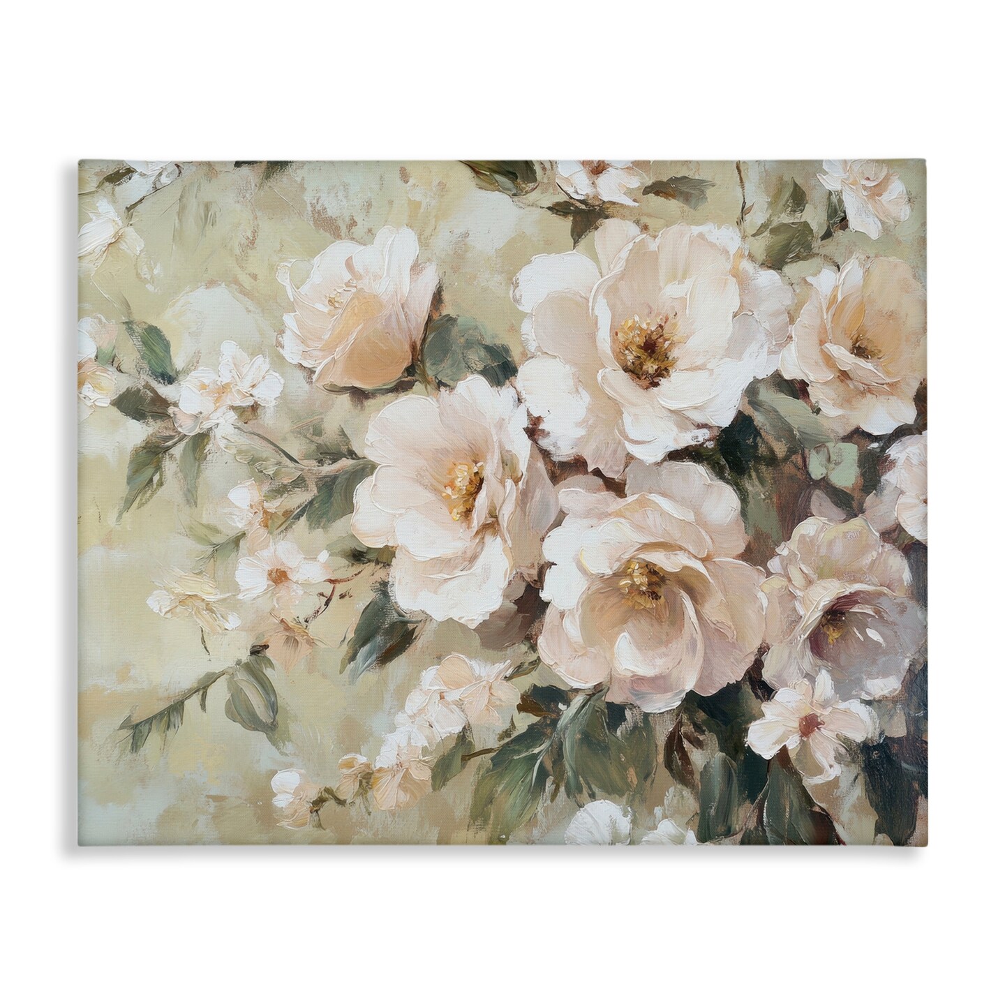 Stupell Industries Cream Dynamic Florals Canvas Wall Art Design by Petal Prints Design