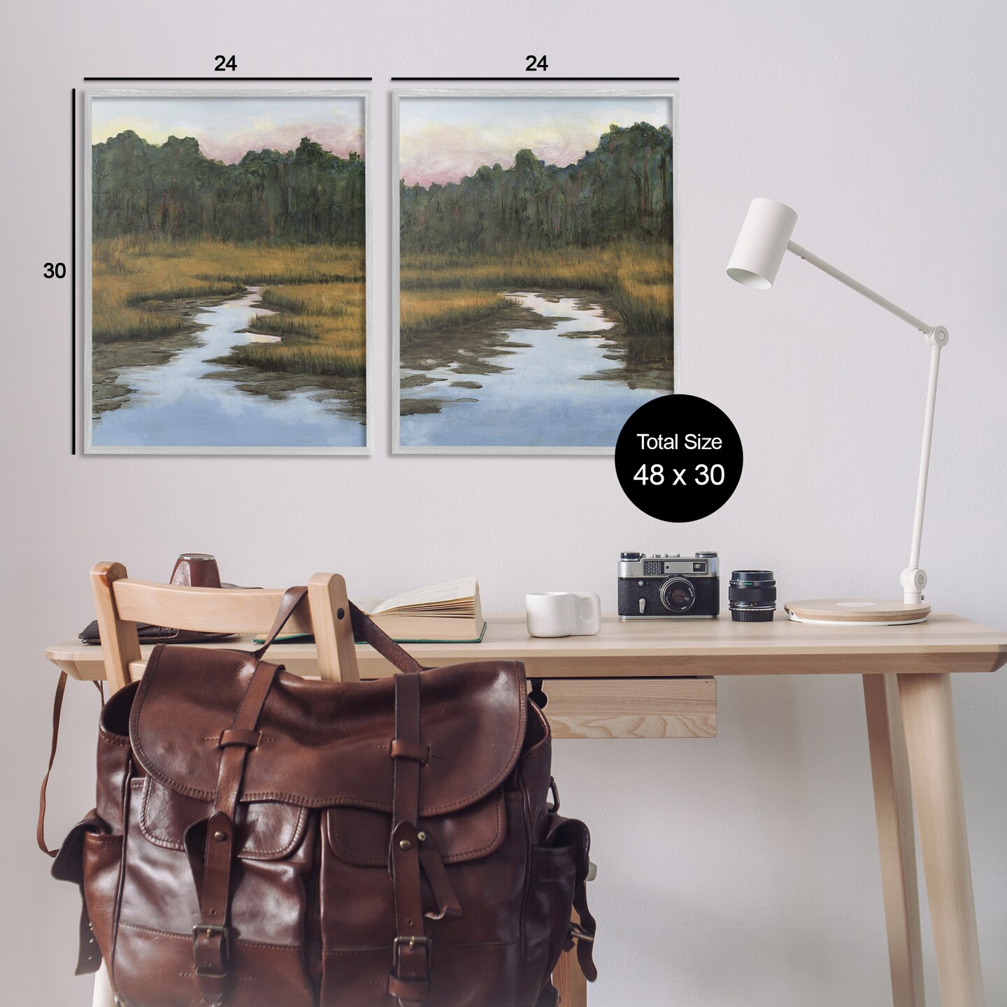 Stupell Industries Natural Creek in Countryside 2pc Framed Giclee Wall Art Set Design by Michael Willett