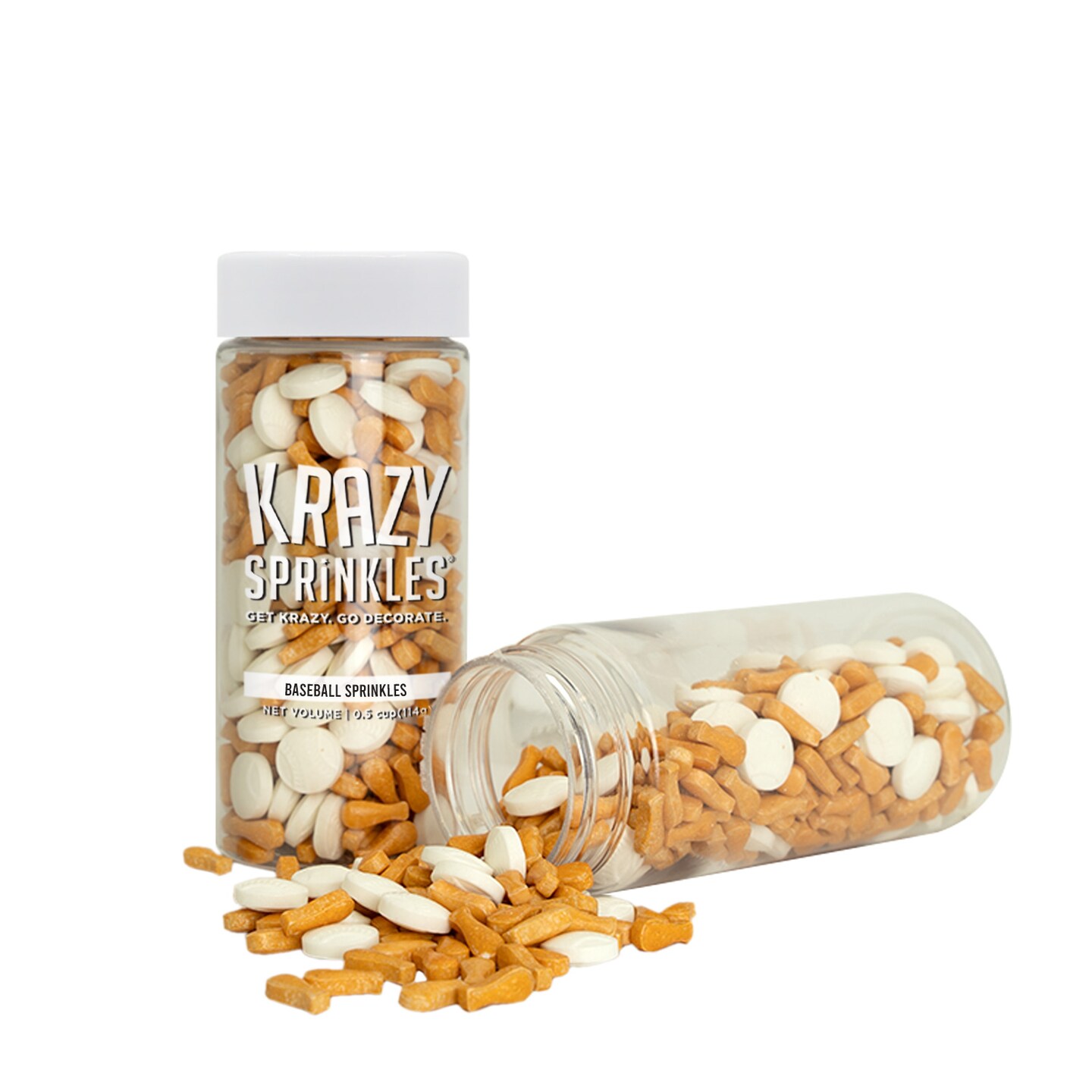 Krazy Sprinkles - Baseball Shapes (1/2 Cup, 1x Jar) for Cakes, Ice Cream &#x26; Cookies