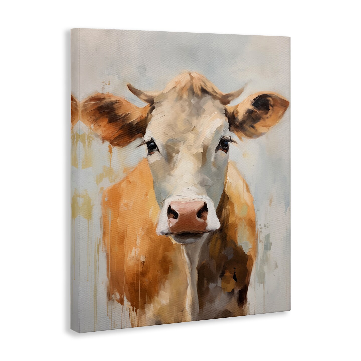 Stupell Industries Paint Drip Jersey Cow Canvas Wall Art Design by Arlington Prints