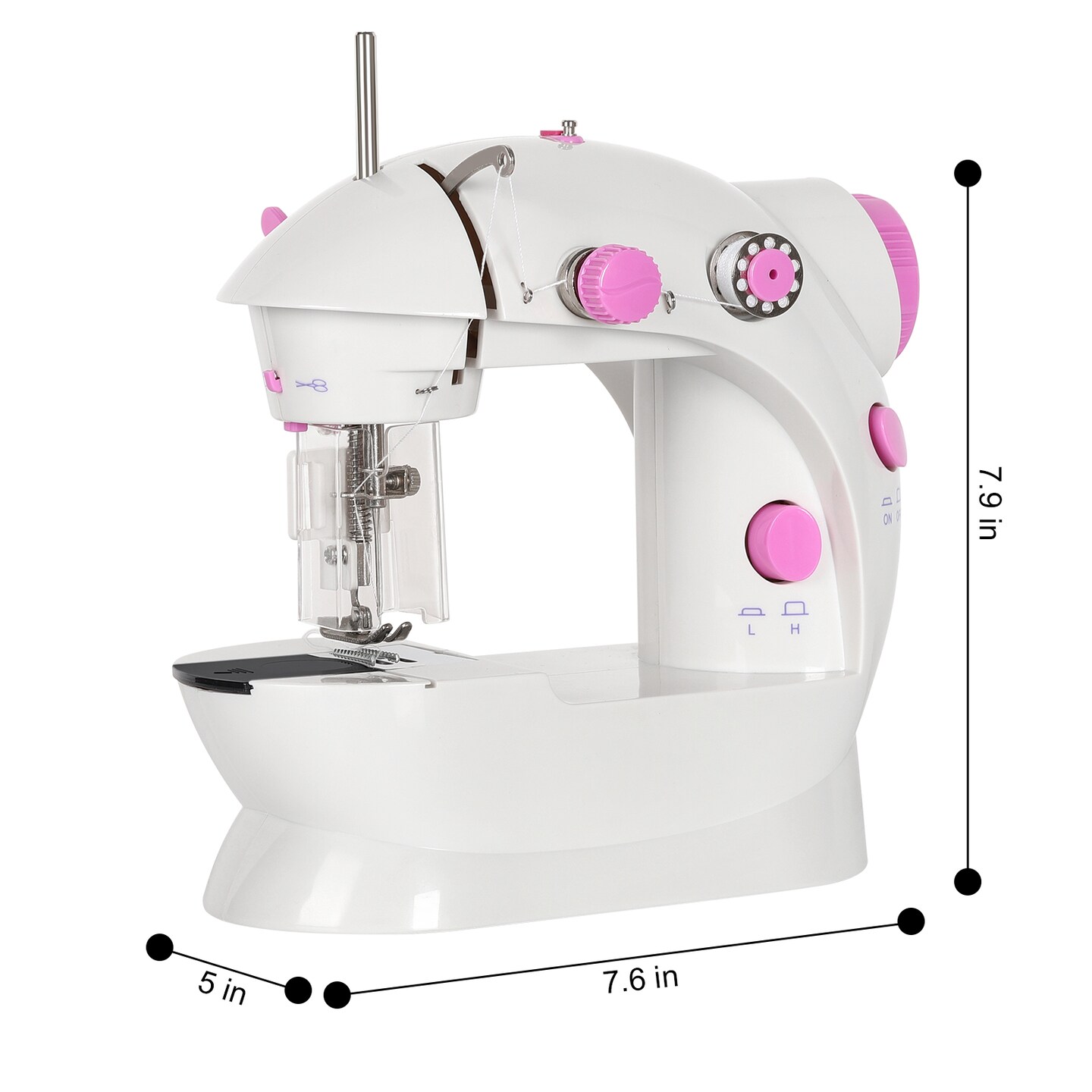 Portable Sewing Machine Adjustable 2-Speed Handheld Electric Crafting Mending Pink