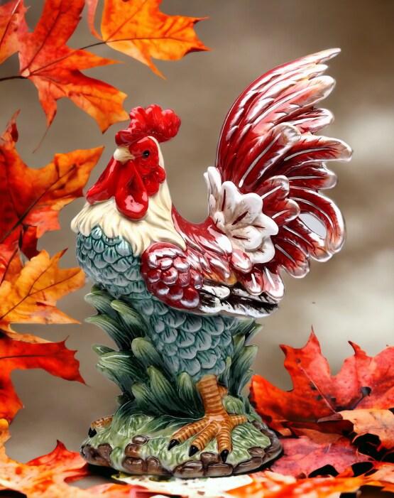 Ceramic Red Rooster Statue, Home D&#xE9;cor, Gift for Her, Gift for Mom, Kitchen D&#xE9;cor, Farmhouse D&#xE9;cor, Fall Decor