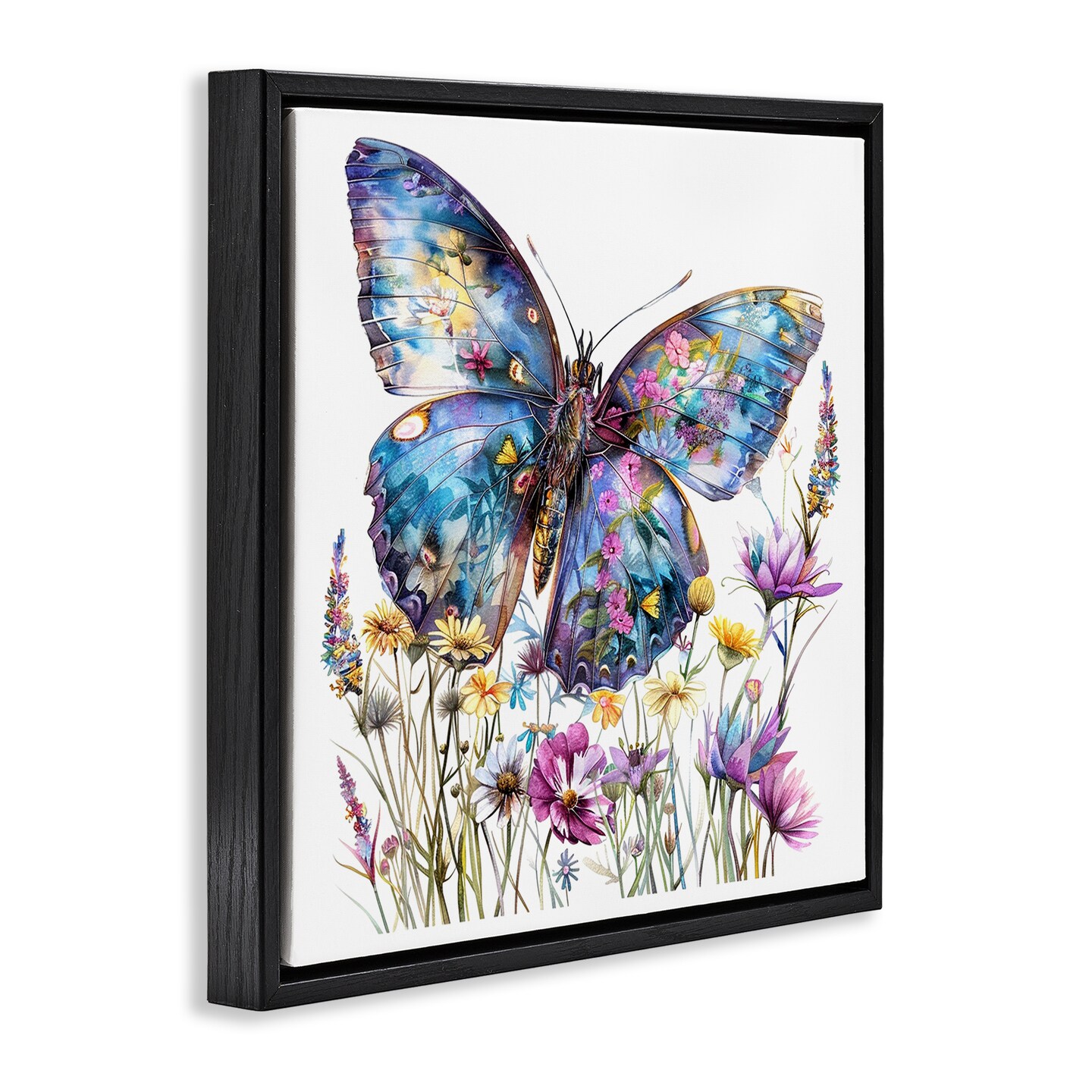 Stupell Industries Spring Garden Butterfly Floater Framed Canvas Wall Art Design by LSR Design Studio
