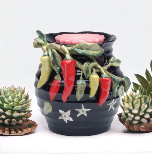 Ceramic Chili Pepper Tart Burner, Home D&#xE9;cor, Gift for Her, Gift for Mom, Kitchen D&#xE9;cor, Bathroom Decor