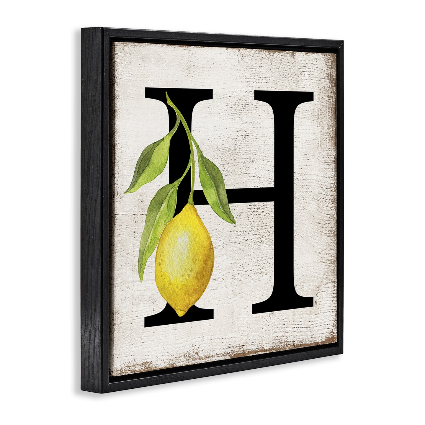 Stupell Industries H with Lemon Letter Floater Framed Canvas Wall Art Design by Creatif Belle