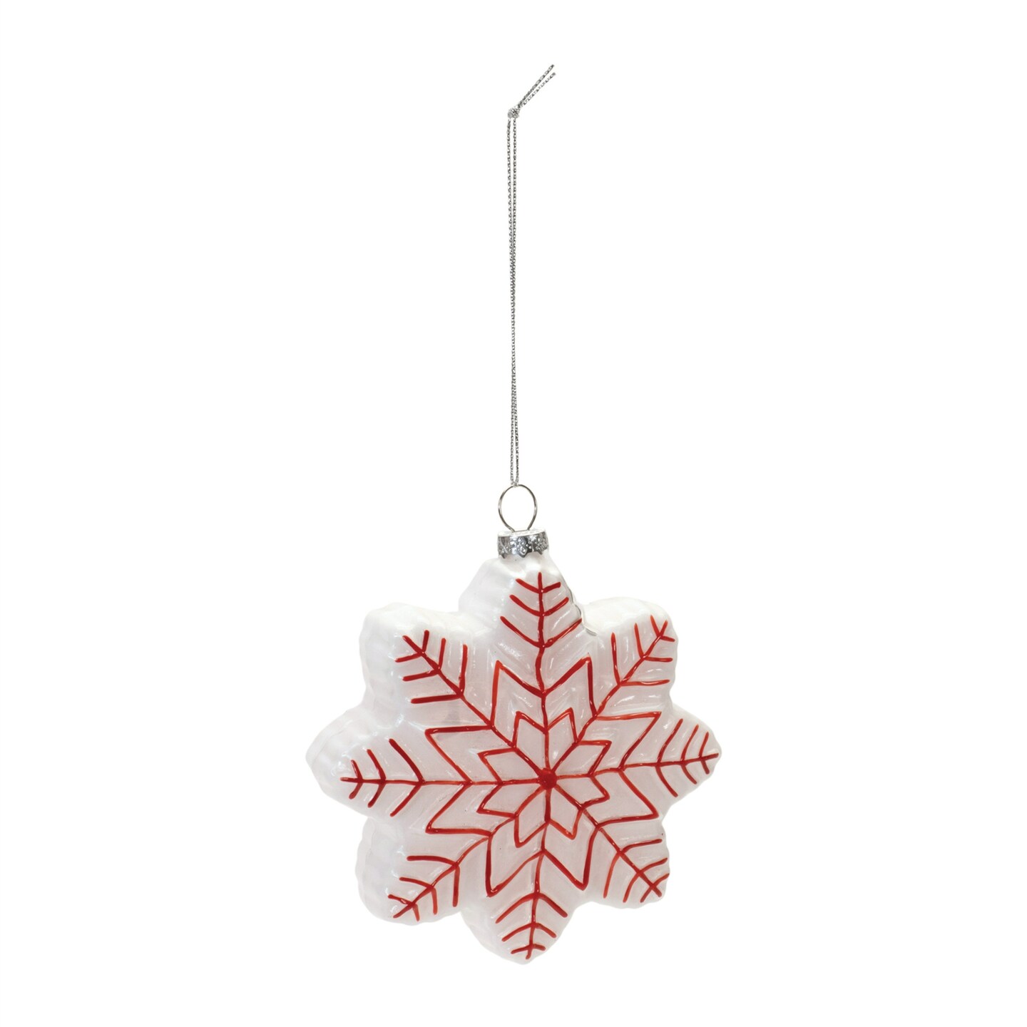 Melrose Snowflake Glass Christmas Ornaments - 5&#x22; - 12ct