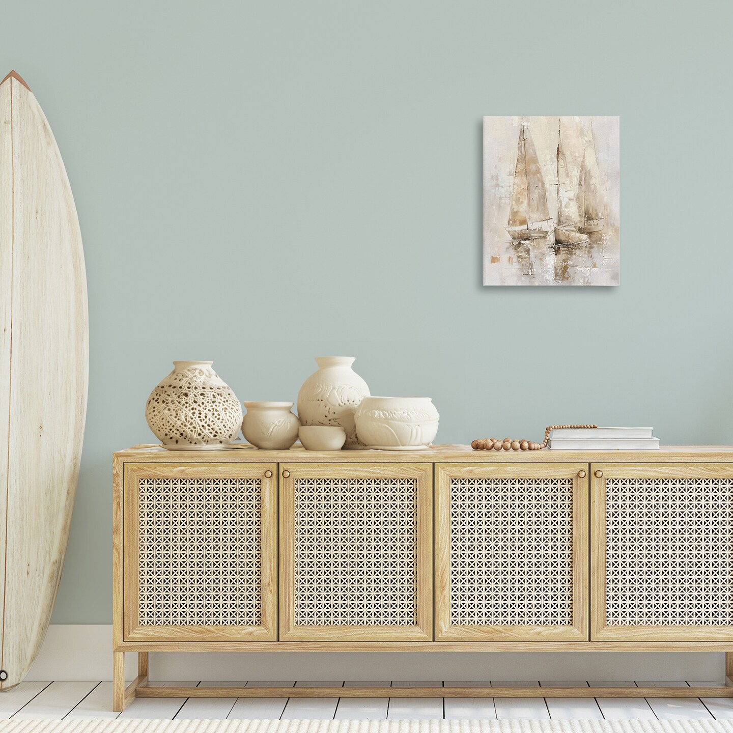 Stupell Industries Neutral Sailing on Sea Canvas Wall Art Design by Nina Blue