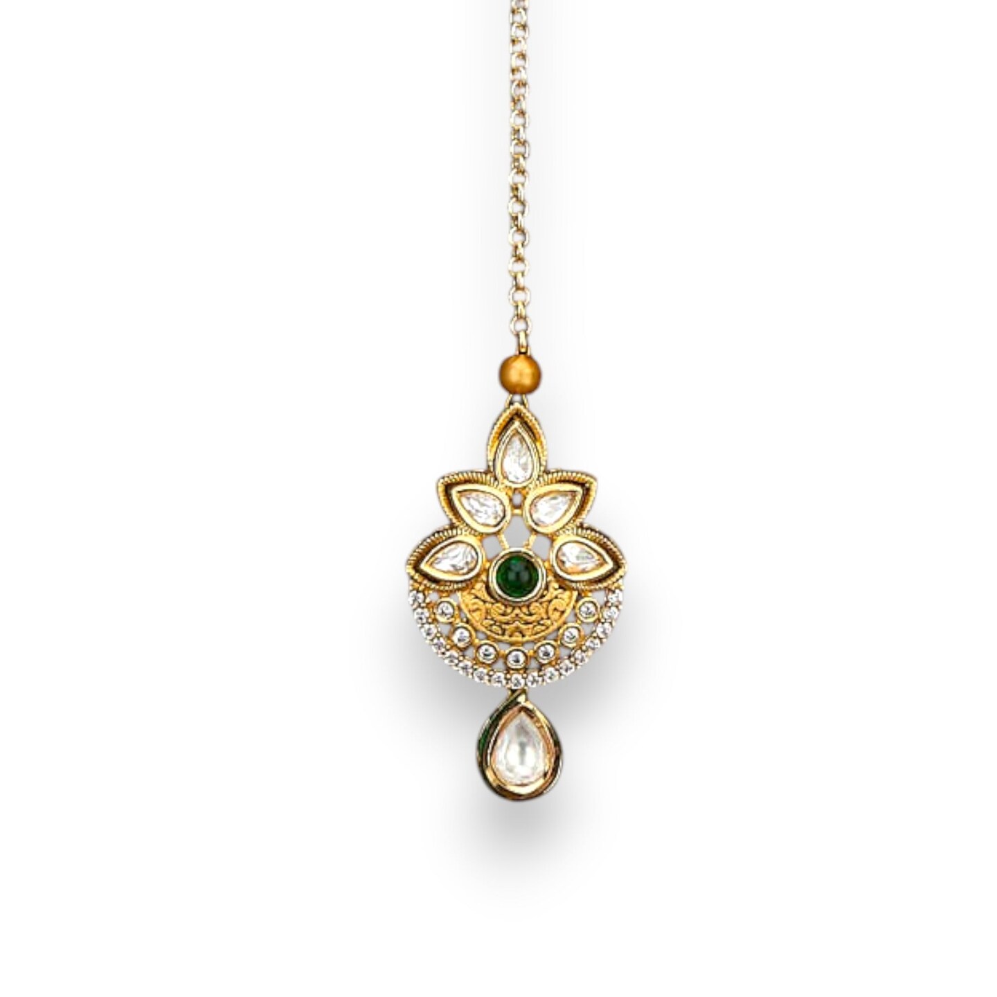 Kundan Work Maang Tikka Gold Plated Indian Women Forehead Jewelry Pakistani Punjabi Wedding Favor Designer Head Accessory Traditional Matha Patti Gift for Her