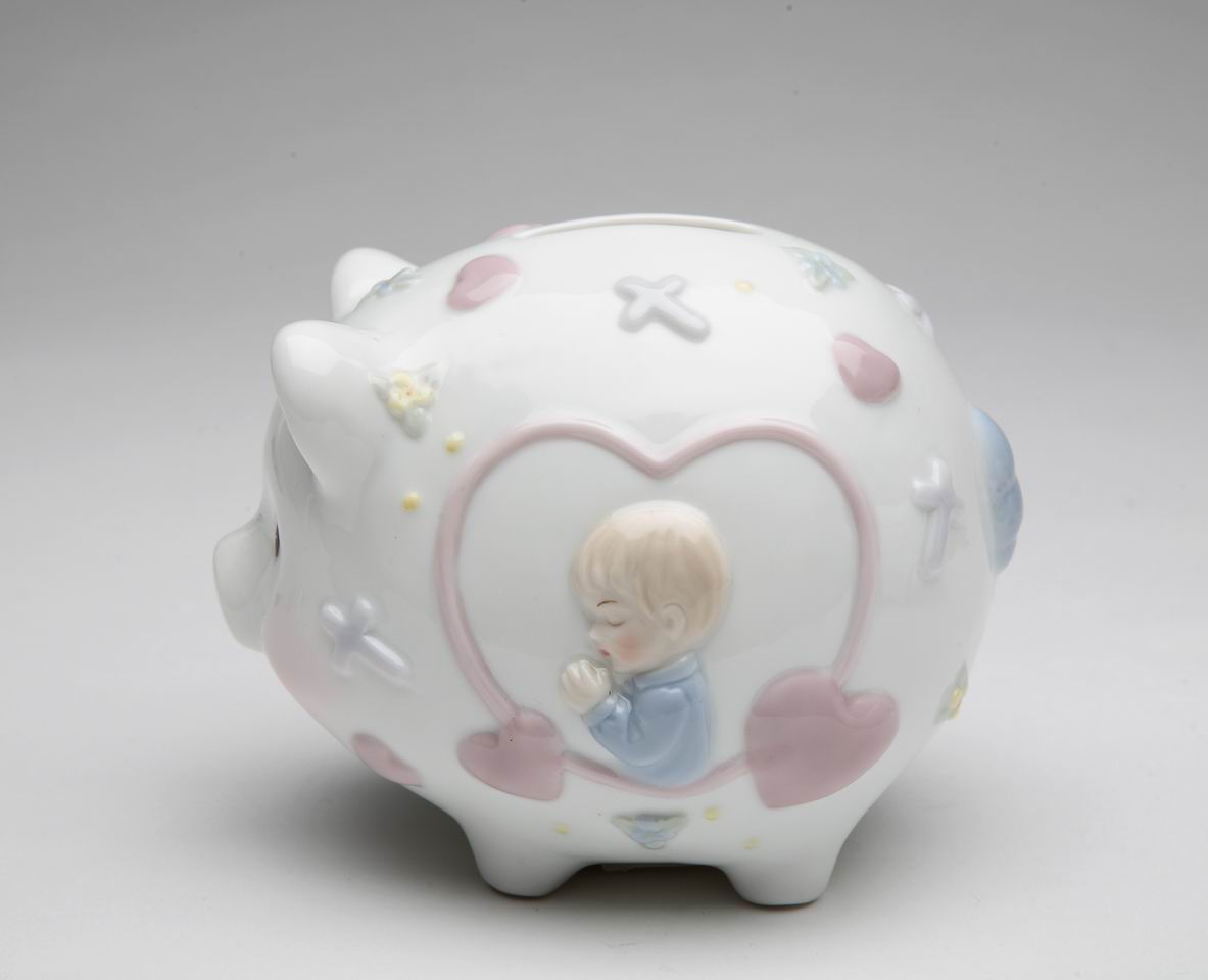 Ceramic Praying Boy Piggy Bank, Home D&#xE9;cor, Religious D&#xE9;cor, Religious Gift, Church D&#xE9;cor, Baptism Gift, Nursery Room Decor