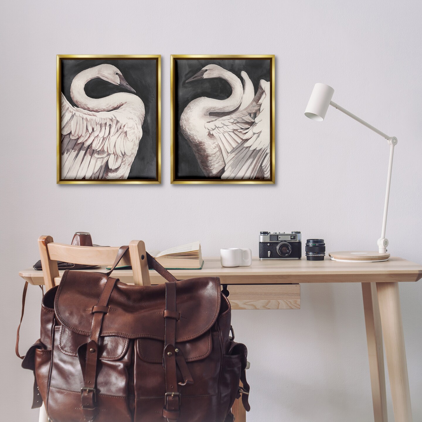 Stupell Industries Swans Taking Flight 2pc Floater Framed Canvas Wall Art Set Design by Grace Popp