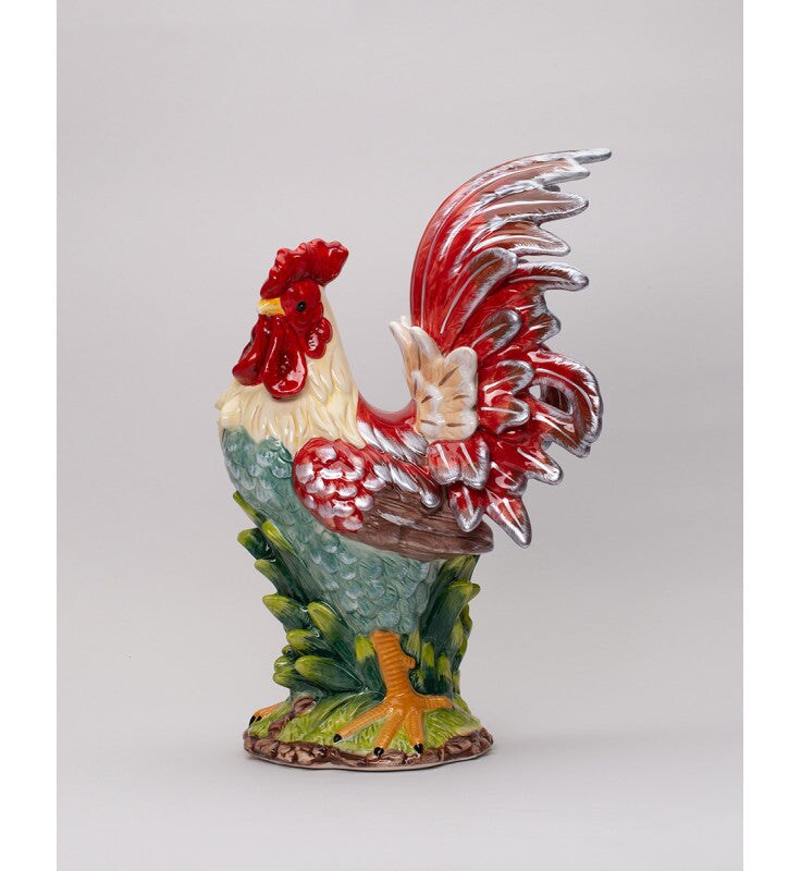 Ceramic Red Rooster Figurine, Farmhouse Kitchen Decor, Gift for Her