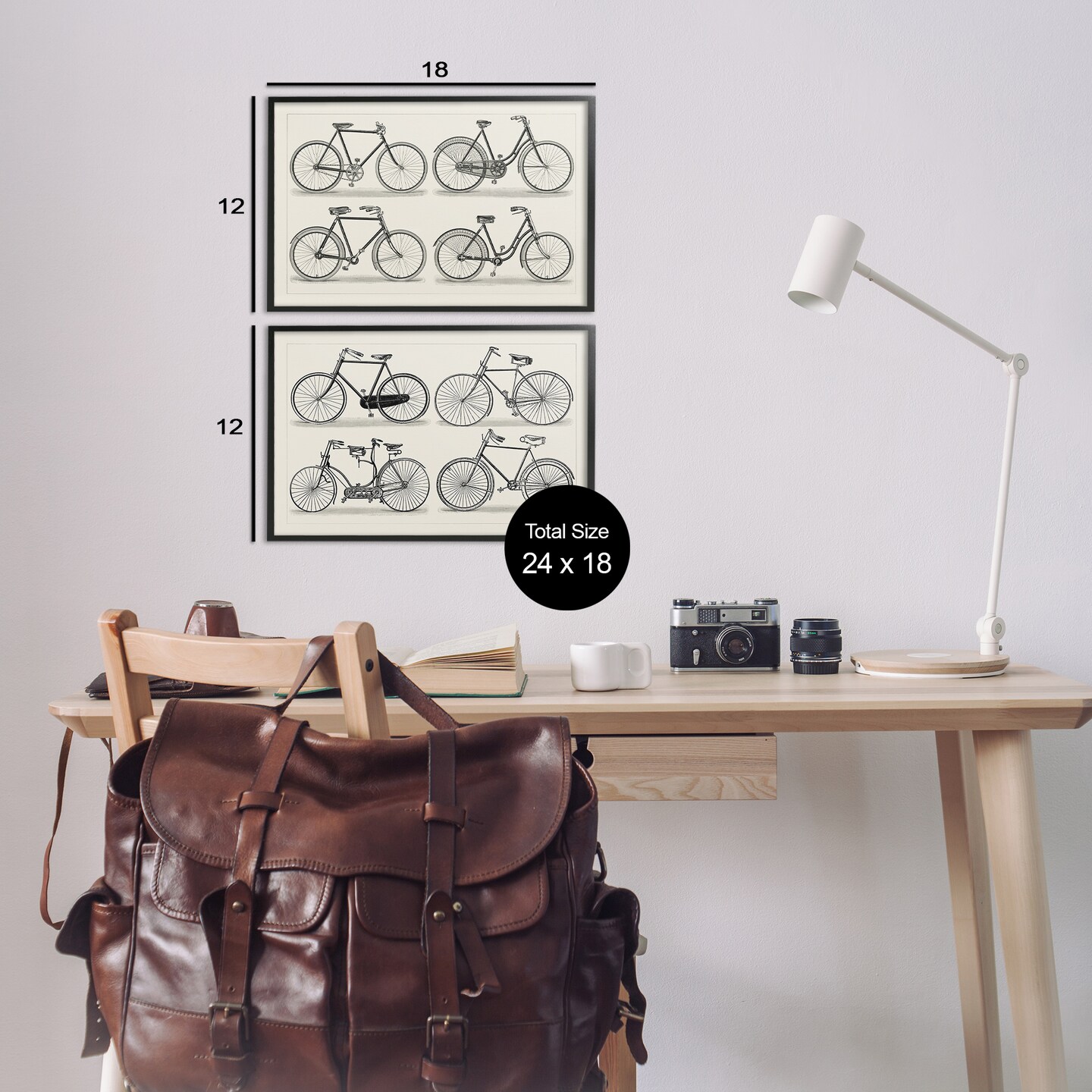 Stupell Industries Vintage Bicycle Styles 2pc Framed Giclee Wall Art Set Design by Vision Studio
