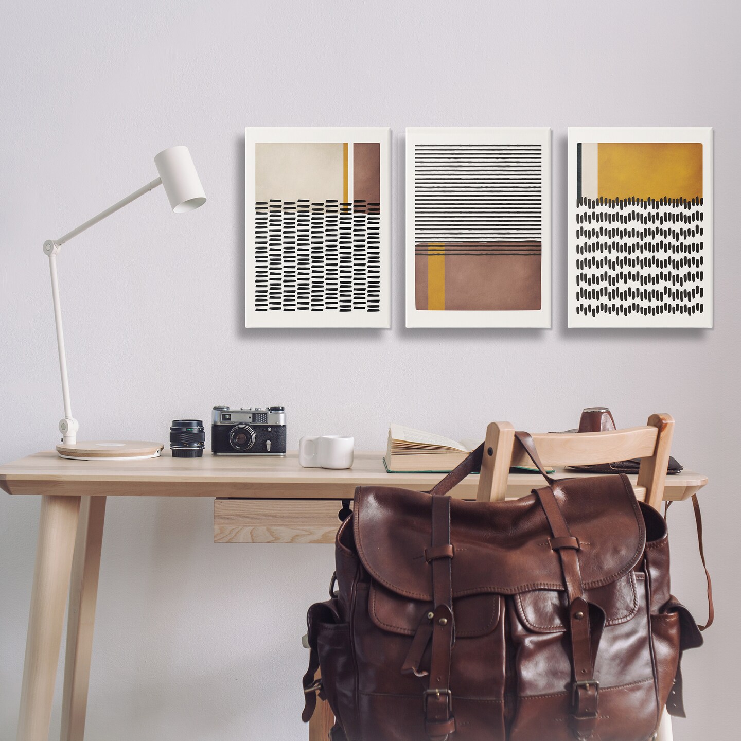 Stupell Industries Natural Lines Pattern Abstract 3pc Canvas Wall Art Set Design by JJ Design House, LLC.