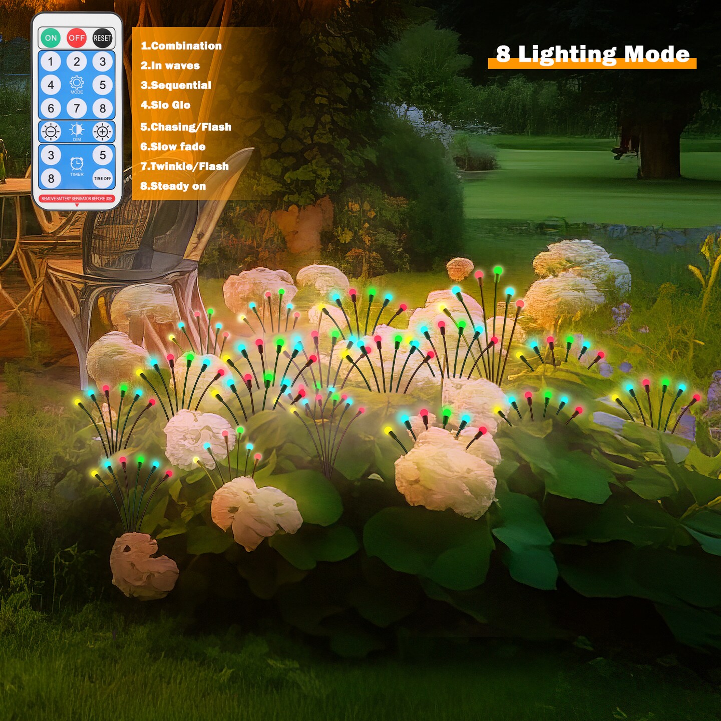 Solar Garden Light 4pcs LED Solar Firefly Lights 8 Mode Waterproof Outdoor Light