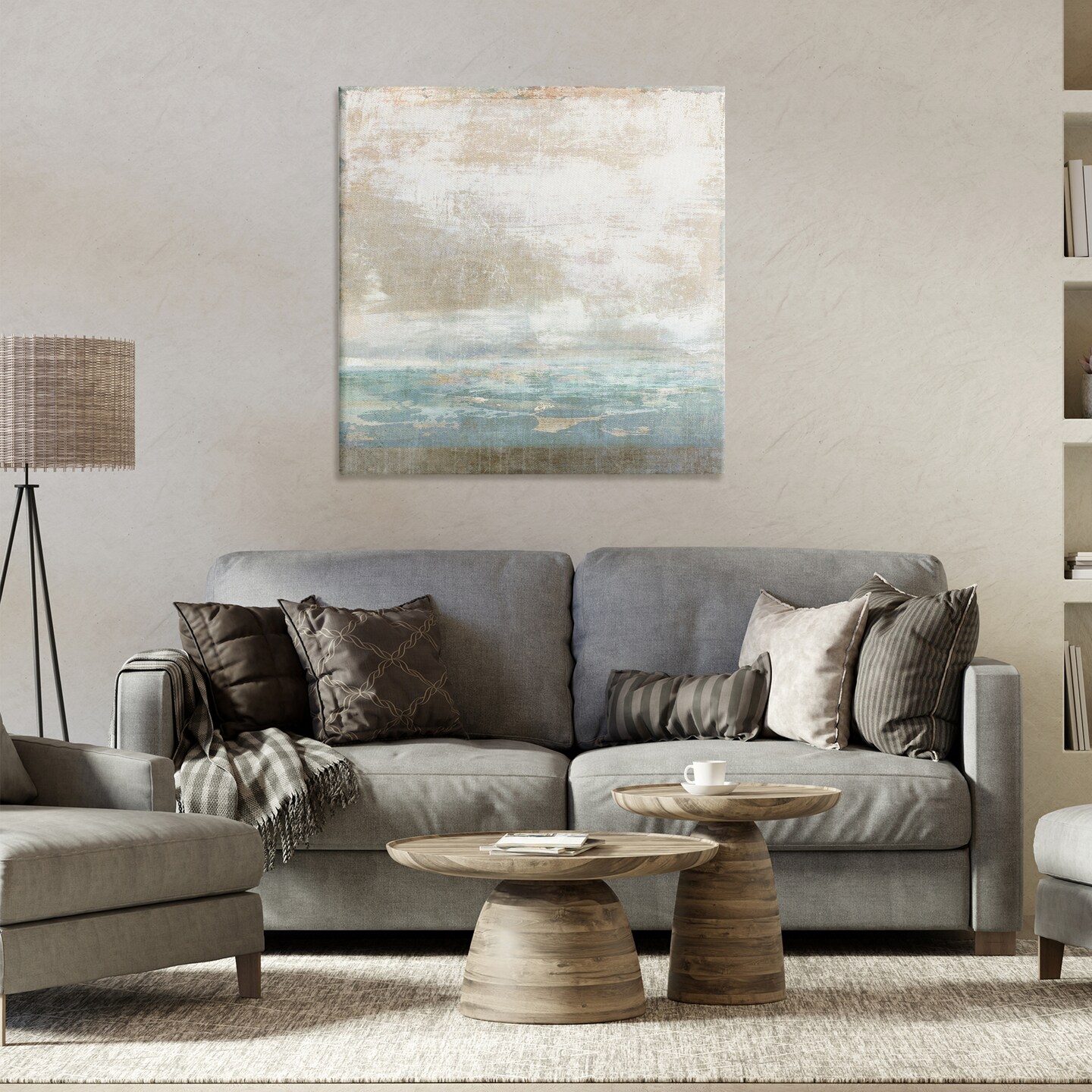 Stupell Industries Rustic Blue Beige Ombre Canvas Wall Art Design by Suzanne Nicoll