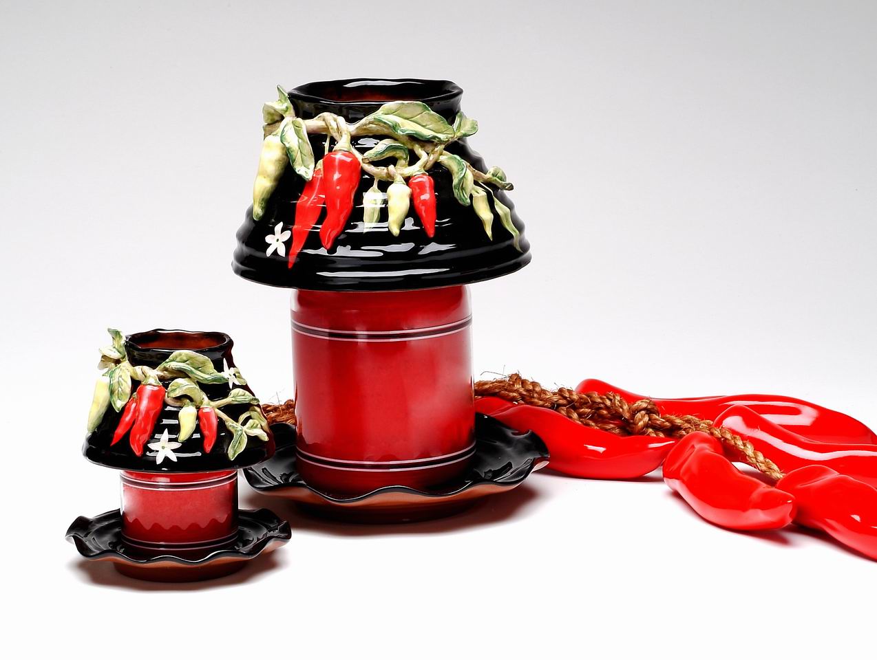 Ceramic Small Size Chili Pepper Candle Shade and Base, Home D&#xE9;cor, Gift for Her, Gift for Mom, Kitchen D&#xE9;cor, Farmhouse D&#xE9;cor