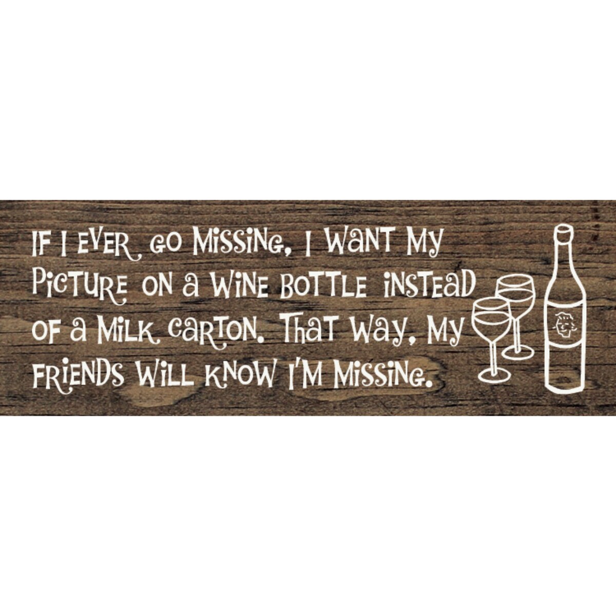 Unique Knotty Pine Wine Bottle Display: Perfect for Missing Person Humor