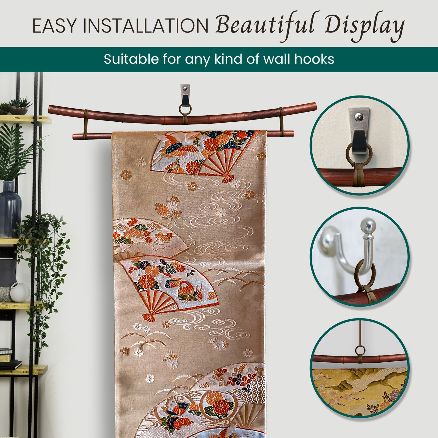 Smoked Bamboo Tapestry Holder, Rug Wall Hanger, Tapestry Wall